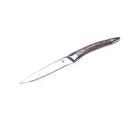 LAGUIOLE - Juego de 6 cuchillos para bistec - acero inoxidable, mango metálico realzado con madera gris - Juego de cuchillos de mesa para ofrecer en cualquier ocasión - Cubiertos para almuerzo o cena