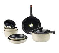 LAGUIOLE, Juego de cocina de 9 piezas, modelo Jade, aluminio con revestimiento cerámico antiadherente, mango extraíble, compatible con todas las fuentes de calor, apilable, 28 cm, Verde