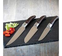 Laguiole Juego de cuchillos de cocina Heritage 3 piezas, cuchillos de chef de alta calidad con mango de madera de pakka y hoja de acero inoxidable
