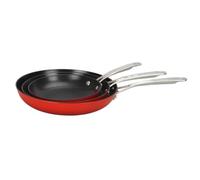 LAGUIOLE, Juego de sartenes ligeras de hierro fundido, excelente retención del calor, antiadherente cerámico, Apto para horno hasta 230°C, todas las fuentes de calor, 20/24/28 cm, Rojo