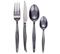 LAGUIOLE - LAGUIOLE Juego de cubiertos Cucharas de café Tenedores de sopa Cuchillos Juego en caja de 4 platos, negro mate, 16 piezas