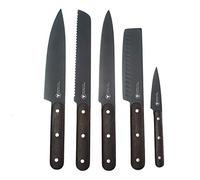 LAGUIOLE - Set de 5 Cuchillos de Cocina - Black Blade - Manos de Madera de Haya - - multicolore