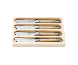 Laguiole Style de Vie Juego de 4 cuchillos de mantequilla de línea premium con mango de plástico, nácar, esparcidor en estilo laquiole