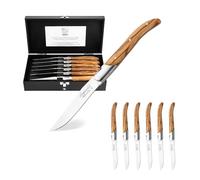 Laguiole Style de Vie Juego de 6 cuchillos de madera de olivo para carne
