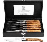 Laguiole Style de Vie Juego de 6 cuchillos de madera de olivo para carne