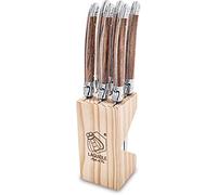 Laguiole Style de Vie Premium Line - 6 cuchillos de carne, 1,8 mm de grosor, color madera