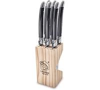 Laguiole Style de Vie Premium Line - Cuchillo para carne (1,8 mm de grosor, 6 piezas), color negro