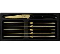 Laguiole Style de Vie Prestige Line - Juego de 6 cuchillos para carne (lavado), color dorado