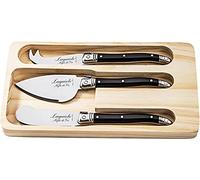 Laguiole Style de Vie Set de cuchillos para queso Premium Line, 3 piezas, negro