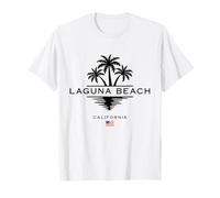 Laguna Beach California USA - Palmeras con bandera estadounidense Camiseta