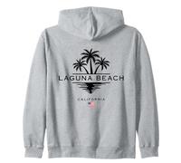 Laguna Beach California USA - Palmeras con bandera estadounidense Sudadera con Capucha