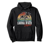 Laguna Beach California USA - Palmeras con bandera estadounidense Sudadera con Capucha