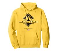Laguna Beach California USA - Palmeras con bandera estadounidense Sudadera con Capucha