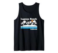 Laguna Beach California Vintage 80s Tropical Vacaciones Atardecer Camiseta sin Mangas