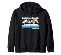 Laguna Beach California Vintage 80s Tropical Vacaciones Atardecer Sudadera con Capucha