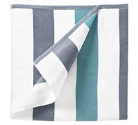 Laguna Beach Textile Co. - Toalla de Playa a Rayas Cabana, de Gran tamaño, Felpa de algodón de 630 g/m², Gris Piedra y Verde Cristal Marino
