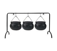 LAGUOE 3 piezas de decoración de Halloween caldero de brujas para servir dulces en el estante suministros de fiesta para calderos de festivales, decoración de cuencos de caldero con estante de hierro