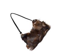 LAGUOE Bolso de hombro de piel sintética de lujo para mujer, elegante diseño de retazos, con correa cómoda para uso diario, oficina, reuniones, bolso, Brown, One Size