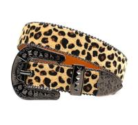 LAGUOE Cinturón de cintura con estampado para adultos, a la moda, con diamantes de imitación a juego, con hebilla, pantalones elegantes, pantalones vaqueros, cinturón de vestir para mujer, caqui, L