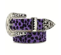 LAGUOE Cinturón de cintura con estampado para adultos, a la moda, con diamantes de imitación a juego, con hebilla, pantalones elegantes, pantalones vaqueros, cinturón de vestir para mujer, Morado (, S