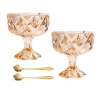 LAGUOE Cuenco para servir postres con patas de vidrio grueso, diseño de pies altos, plato de helado para ensalada de queso, divertido y elegante cuenco de ensalada con soporte