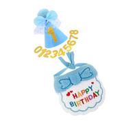 LAGUOE Juego de 3 accesorios de celebración de cumpleaños para mascotas, materiales suaves, diseños elegantes, prácticas decoraciones de fiesta, babero y sombrero de fieltro para mascotas