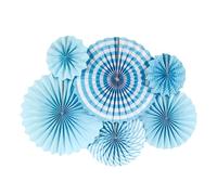 LAGUOE Paquete de decoración de abanico con patrón de encaje sostenible para una instalación rápida en ceremonias y reuniones familiares, decoraciones de celebración seguras para niños, azul claro