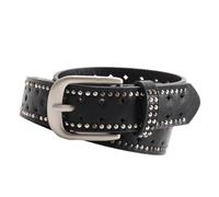 LAGUOE Punk Styles - Cinturón de poliuretano ajustable para mujer con remaches tachonados para atuendos casuales y elegantes, cinturón de metal sintético con tachuelas, Negro, Talla única