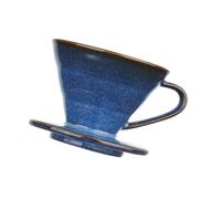 LAGUOE Taza de filtro de café de cerámica esmaltada azul, diseño hecho a mano para un control preciso de la elaboración de la cerveza, taza de filtro de café