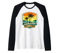 Lahaina Oahu North Shore Hawaii Puesta de Sol Palm Beach Camiseta Manga Raglan