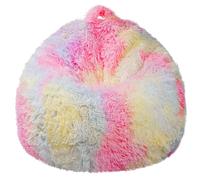 LAHAQIQI Funda para puf de piel sintética esponjosa para niños y adultos (sin relleno) - Almacenamiento antideslizante para animales de peluche para salón y dormitorio (arco iris)