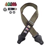 Lahdrhab Guitarra Folk Guitarra EléCtrica Bajo Correa de AlgodóN Puro con Clavijero Pick-Ejercito Verde