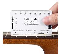 Lahdrhab Juego de 9 medidores de radio debajo de la cuerda + herramienta de calibre de regla de acción de cuerda + limas de tuercas de sillín de puente de guitarra, accesorios de herramientas de