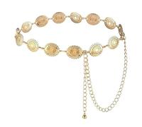 Lahkvor 1 Pieza Cinturón Cadena Mujer Dorado, Cinturón de Cintura Metálico Estilo Bohemio, Cadena de Cadera Ajustable para Vestidos, Faldas, Vaqueros, Fiestas y Uso Diario