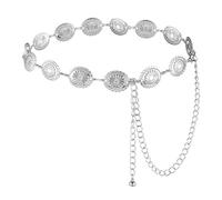 Lahkvor 1 Pieza Cinturón Cadena Mujer Plateado, Cinturón de Cintura Metálico Estilo Bohemio, Cadena de Cadera Ajustable para Vestidos, Faldas, Vaqueros, Fiestas y Uso Diario