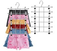 Lahnaokfis 2 Pcs Perchas Pantalones Ahorra Espacio, Perchas Pinzas Metálicas Pantalones con Ganchos Giratorios 360, Clips Ajustables Antideslizantes Faldas para Colgar, Ropa, Cortos, Ropa Interior