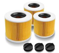 Lahnaokfis 3 PCS Filtros de Cartucho, Compatible para Filtro Karcher de Repuesto, Filtro Cartucho Lavables y Reutilizables para Karcher WD3 WD2 WD3P A2004 MV2 MV3 / Sustituye a 6.414-552.0/64145520