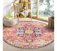 Lahome Alfombra Redonda de Estilo Bohemio con medallón Floral - 1,2 m, Suave, Redonda, para Dormitorio o Cocina, Lavable