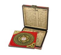 lahomia Vintage Grande Bagua Feng Shui Luo Pan brújula China Ying-Yang Suerte con Cuero de Madera dragón Fénix patrón Caso