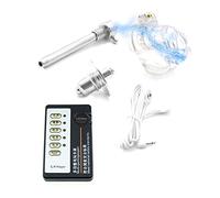 LAHTI Dispositivo de castidad de electroestimulación, jaula de castidad para hombres, restricciones masculinas, erección, pene, jaula, cinturón de castidad, juguete sexual Transparente (45 mm/1,77')