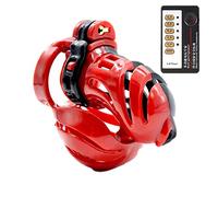 LAHTI Dispositivo de castidad de electroestimulación, jaula de castidad para hombres, restricciones masculinas erección pene jaula cinturón de castidad juguete sexual Rojo (50/mm)