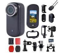 Lahto Cámara de acción 4K del tamaño del pulgar, cámara POV portátil ultraportátil, 128GB, Wi-Fi, IPX7 impermeable, EIS, con soporte magnético para casco, cámara deportiva para buceo, correr, ciclismo