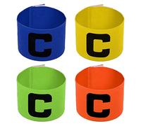 Lahviuu Brazalete de Capitan,4 Piezas Multicolor Capitanes Brazaletes Brazalete Capitan Futbol Niño Ajustable Brazalete de Fútbol Capitán Banda con C,para Varios Deportes