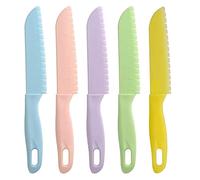 Lahviuu Juego de Cuchillos de Cocina de Plástico, 5 Pcs Coloridos Set de Cuchillo de Cocina para Niños da 2 a 6 Años, Cuchillo Infantil para Pan Fruta Ensalada Verduras (Color 2)