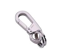 Lahviuu Llavero Mosqueton, Llaveros Originales de Aleación de Zin para Moto y Coche, Multiusos Llavero Original con 2 Pequeño Argollas, Key Holder Para Hombr y Mujer,(Plata)