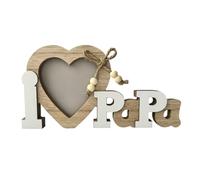 Lahviuu Marco de Fotos de Madera con Mensaje I Love Papa-Portafotos de Mesa con Forma de Corazón-Regalo Personalizado para el Día del Padre, Cumpleaños o Aniversario
