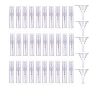 Lahviuu Mini Botella de Spray,30pcs 2ml Plástico Transparente Botella Spray Pulverizador Mini Atomizador de Perfume para Viajes Perfumes Cosméticos(con 5 embudos)