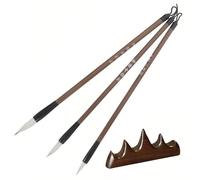 Lahviuu Pincel de Caligrafía China 3 Piezas Pinceles de Escritura Chinos Cepillo de Caligrafía Chino Pinceles Acuarela con Portalápices Para Tinta y Pintura Acuarela