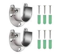 Lahviuu Soporte para Cortinas, 2 pcs Forma de U Soporte Barra Armario Soporte del Montaje del Techo Barras y Rieles para Cortinas Soporte Barra Armario Soporte de Brida(25mm)