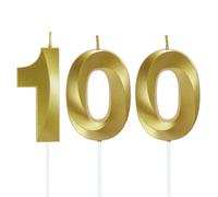 Lahviuu Velas de Cumpleaños con Números, Decoracion Tartas Cumpleaños Toppers de Pastel Decorativo, Oro (Número 100)